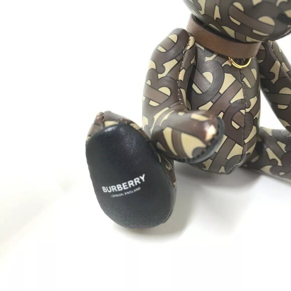 BURBERRY Total logo TB Thomas Bear Bag Charm Bear Key Holder Leather Brown